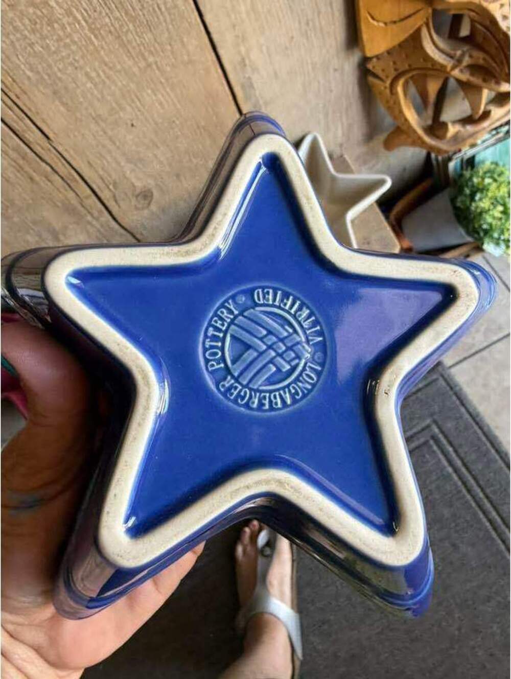 Longaberger Pottery "Proudly American" mini star dish in cobalt blue